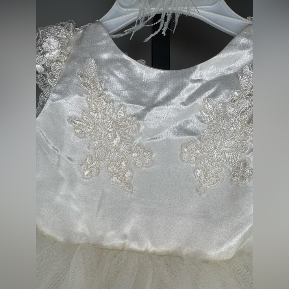 Handmade Elegant White Baby Dress with Bow - Picture 2 of 5